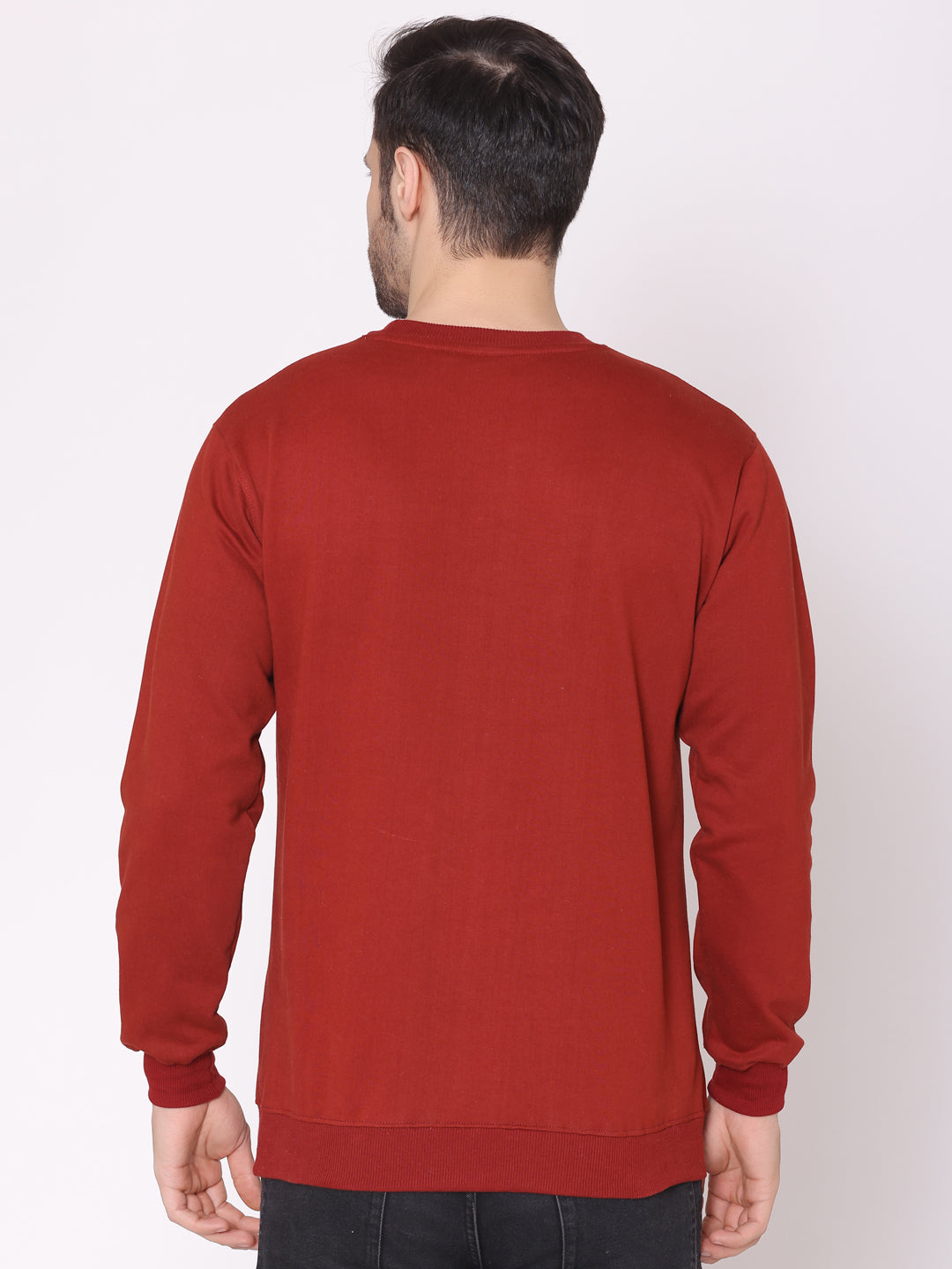 Men's Rust Solid Cotton Fleece Sweatshirt