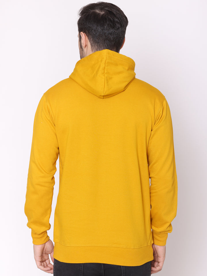 Men's Mustard Solid Fleece Hoodie