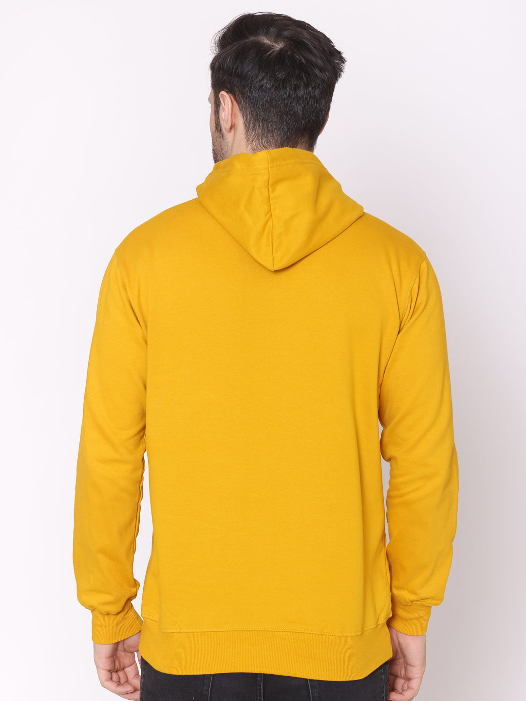 Men's Mustard Solid Fleece Hoodie