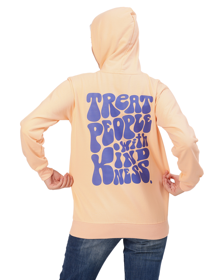 Treat People With Kindness Peach Printed Hoodie