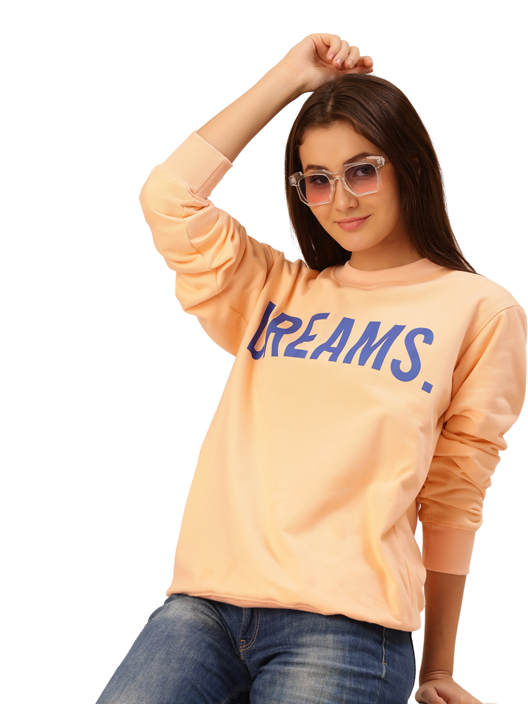 Dreams Peach Printed Sweatshirt
