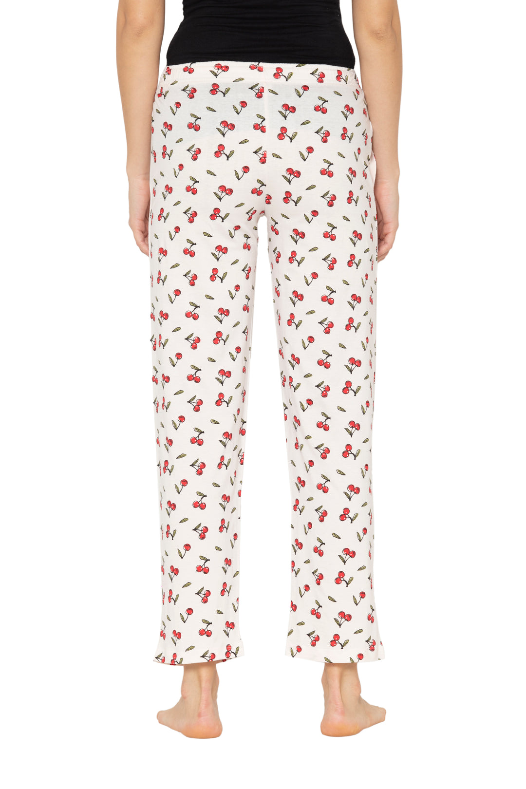 Red Cherry Off White Pure Cotton Pyjama