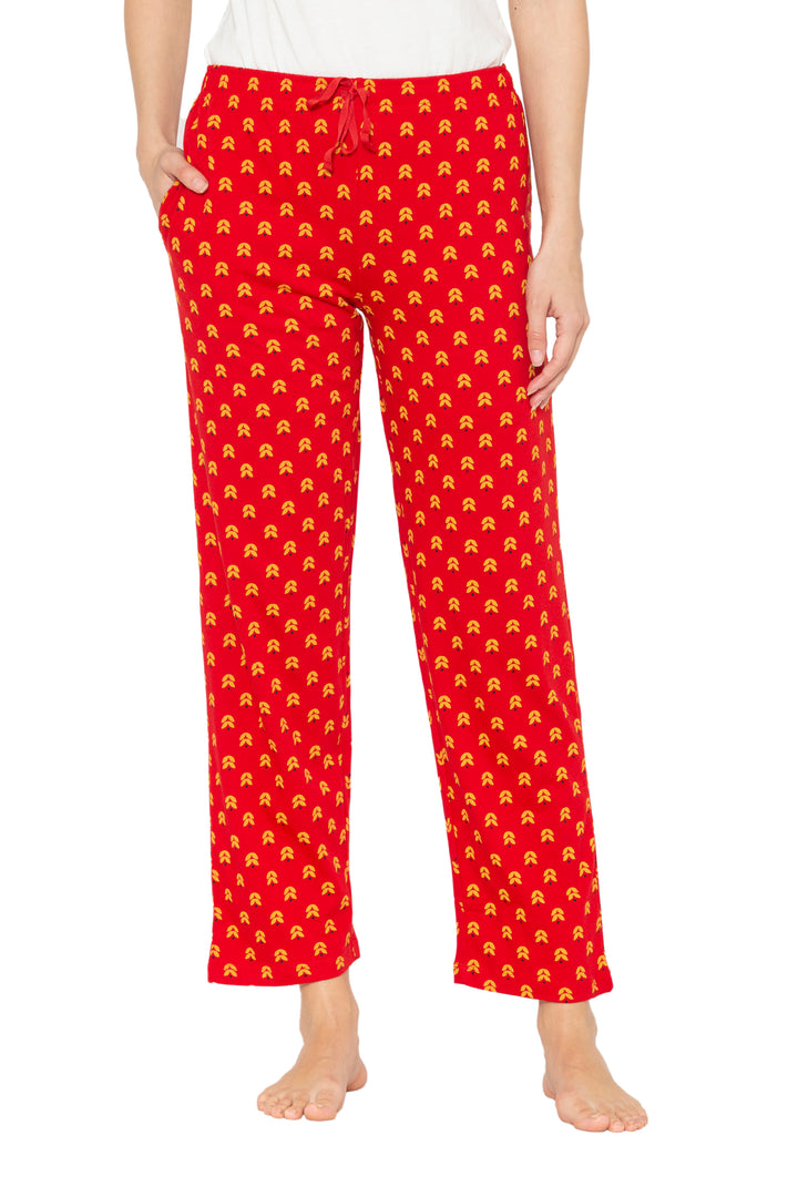 Abstract Red Pure Cotton Pyjama